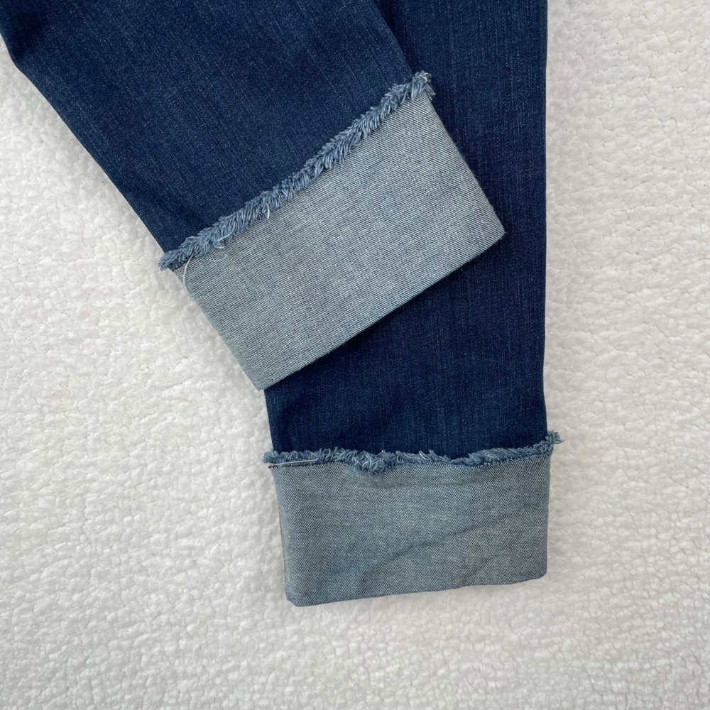 Loft Womens Modern Straight Leg Jeans Dark Wash Raw Hem Size 6 28 Indigo Stretch - Picture 6 of 13